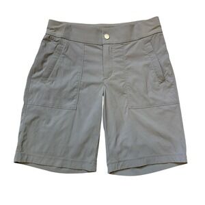 Athleta Cargo Shorts Womens 2‎ Gray Stretch Nylon Spandex Pockets Outdoor Hiking